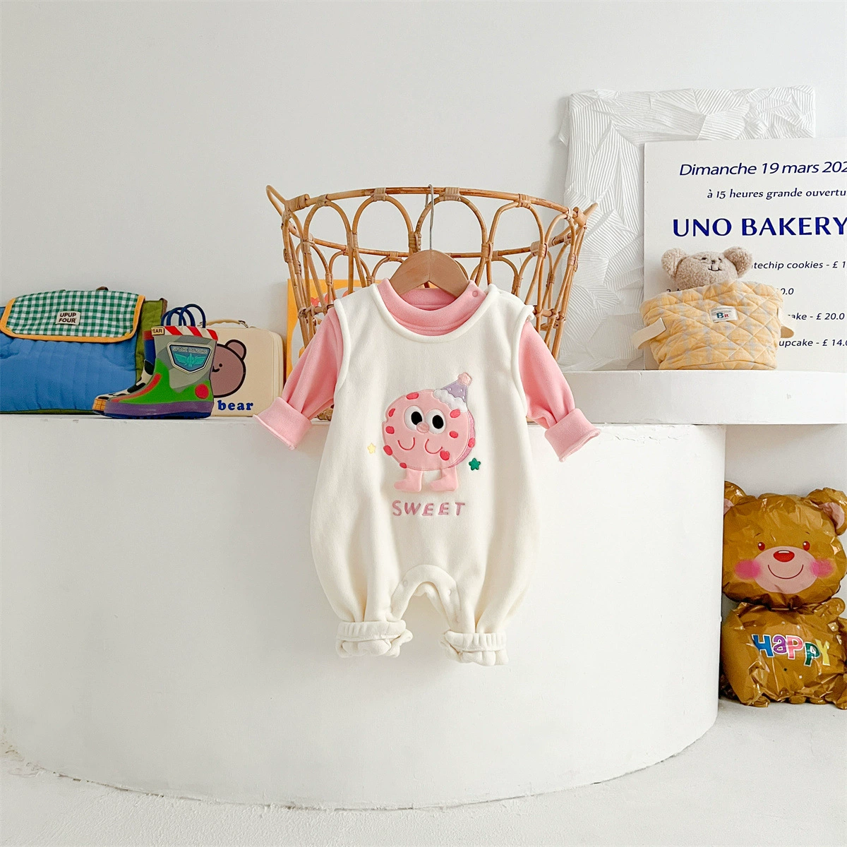 Детский комбинезон Nebeans, 2 предмета тёплый боди с шапкой, размеры 66–100