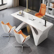 单人办公桌白色烤漆总裁桌老板桌大班台现代简约老板办公桌经理桌