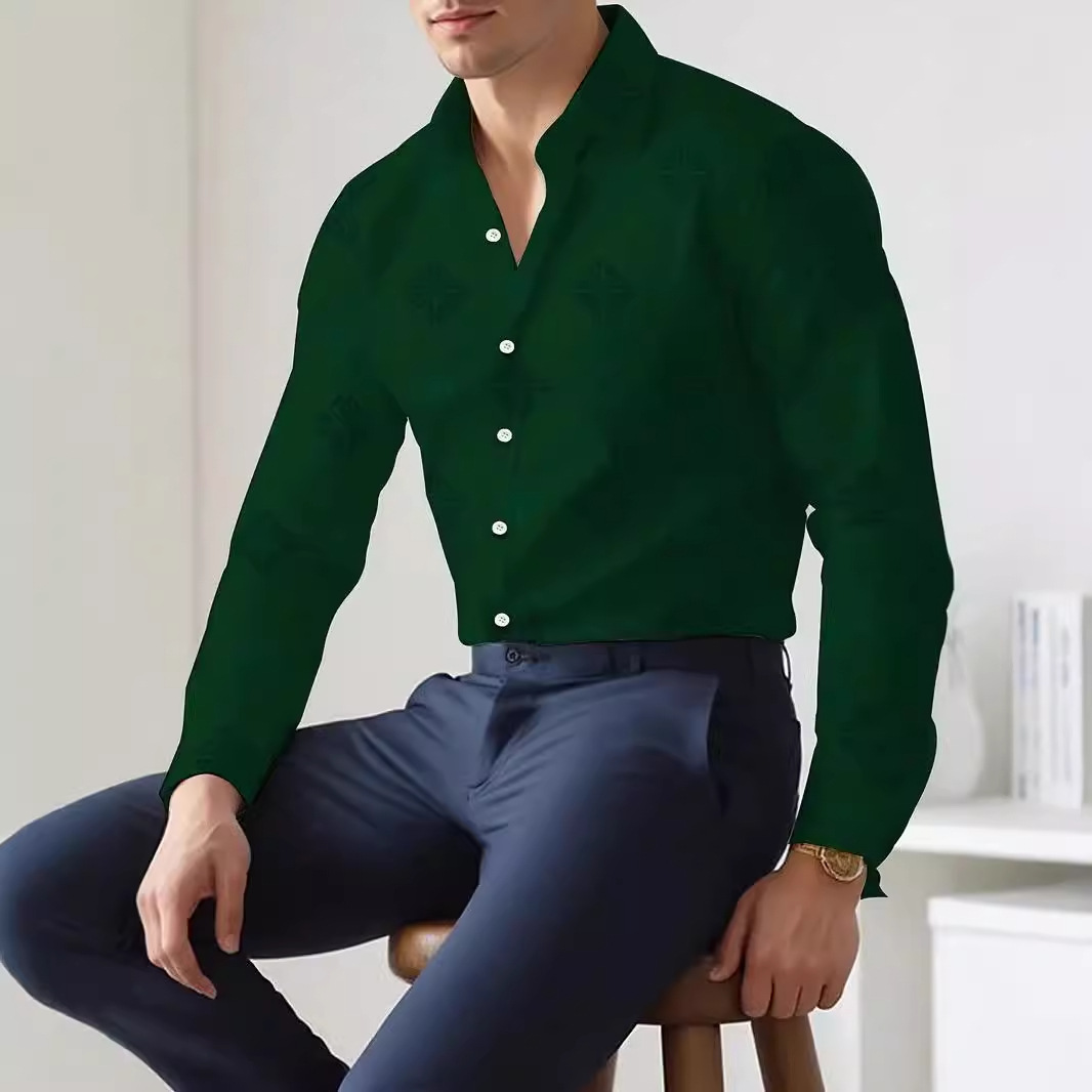 Hombre de alta calidad color sólido suelto 2024 nuevo estilo salvaje camisa de botones de manga larga blusa de otoño MB12