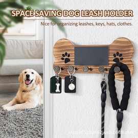 木制钥匙挂架宠物配件存储带黑板狗爪形挂钩客厅宠物牵引绳置物架