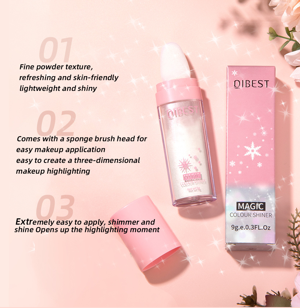 QIBEST High-Gloss Pat Powder, High-gloss Pearlescent Sparkling Fairy Powder, Full-body brightening Natural Three-dimensional Loose Powder, Contouring Powder undefined