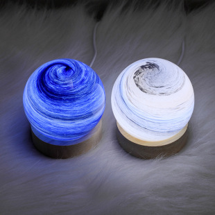 Planet Lamp Glass Moon Starry Sky Lamp Wooden Night Light Ornament Desktop Bedside Lamp Bedroom Table Lamp Creative Gift