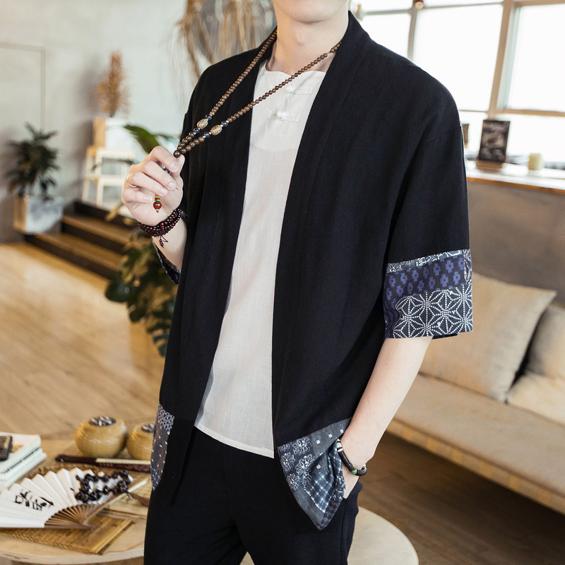 Men's Han Dynasty Ancient Style Cotton and Linen Windbreaker Jacket Zen Layman's Clothing Linen Chinese Tang Suit Chinese Style Clothing