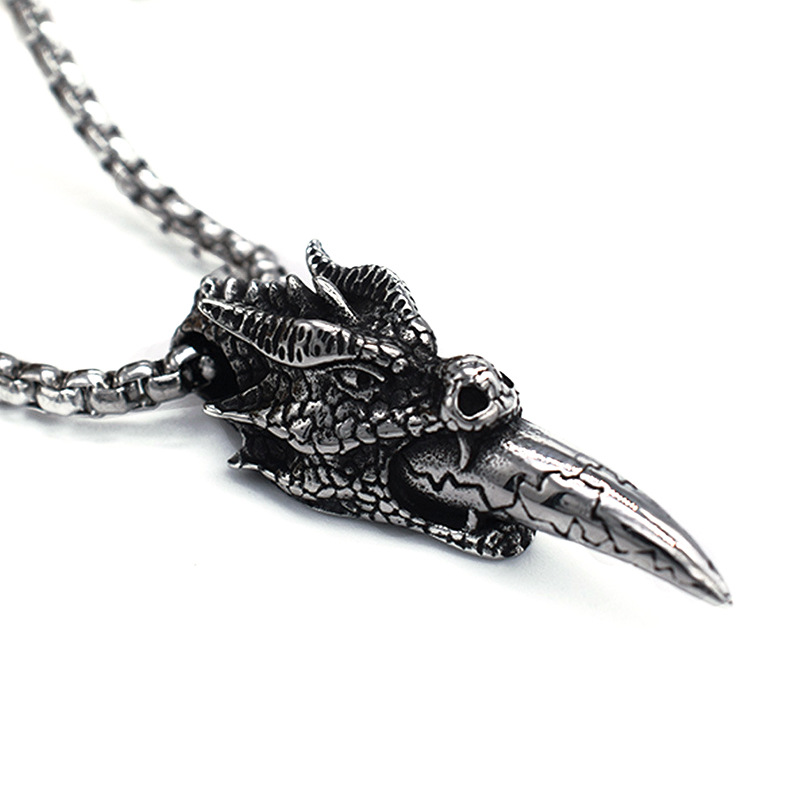 Collier pendentif dent de dragon en acier inoxydable_voghion.com