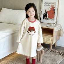 新款女童睡裙A类纯棉春秋季长袖睡裙小女孩空夏空调房透气连衣裙
