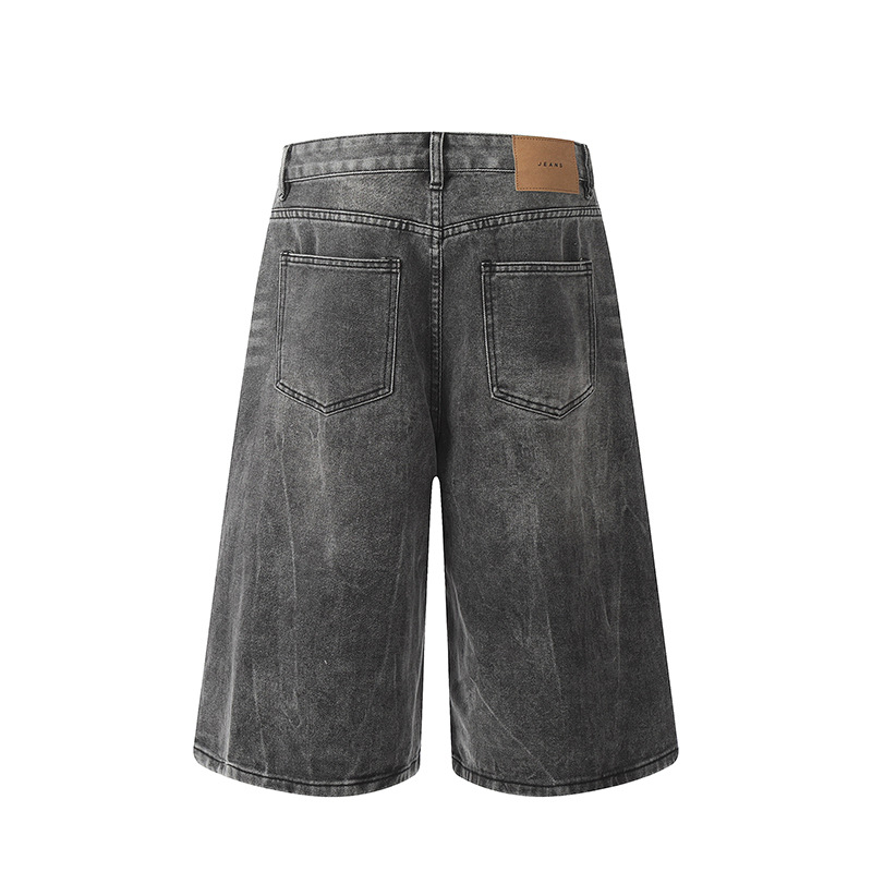 High-Waisted Denim Shorts For Women & Men - Vintage Washed Clean Fit Straight Leg Wide Leg Cropped Pant_mkmklike.com