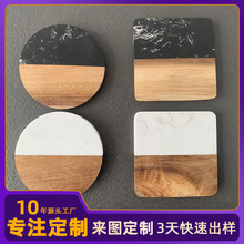 跨境大理石杯垫创意木杯垫相思木防烫咖啡酒吧餐垫隔热茶杯垫定制