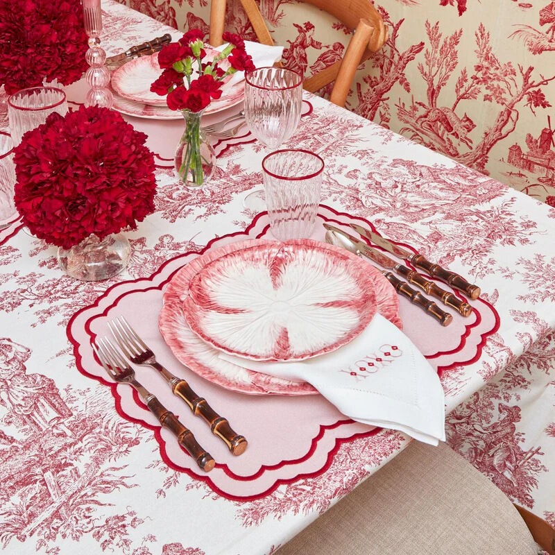 Specialized for Foreign Trade, Festive Atmosphere Napkins and Placemats, Linen Floral Cotton-Linen Fan-Shaped Placemats, Scalloped Edge Wedding Napkins Specialized for Foreign Trade, Festive Atmosphere Napkins and Placemats, Linen Floral Cotton-Linen Fan-Shaped Placemats, Scalloped Edge Wedding Napkins