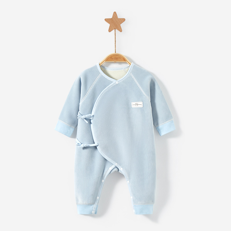 Ropa para bebés recién nacidos para primavera, otoño e invierno, pelele estilo monje con forro polar para recién nacidos, capa base para niños y niñas, traje de una pieza cálido, ropa de otoño para bebés.