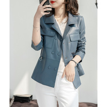 2025年新款春季海宁真皮绵羊皮腰间抽绳显瘦时尚短外套上衣