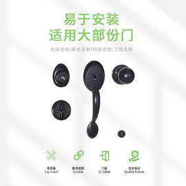 北美外贸美式锌合金圆形大拉手锁单拉室内门锁把手含锁防盗门锁