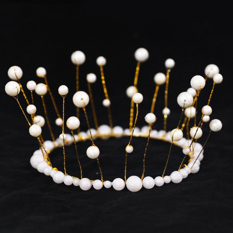 Crown Cake Decoration Ornaments Pearl Crown All over the Sky Birthday Headdress Swan Queen Popular Cake Decoration Plug-In