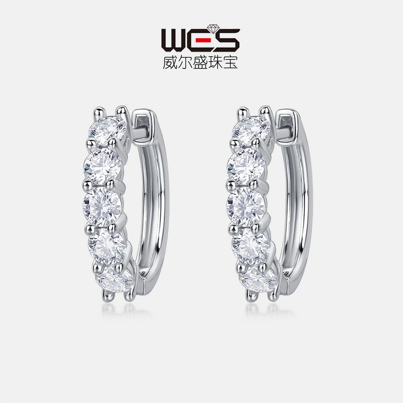 Nuevo estilo transfronterizo europeo y americano, simple, ligero, de lujo, diamantes completos, pendientes de moissanita para mujer S925, aretes de oro con incrustaciones de plata, personalizados