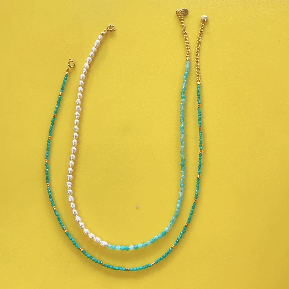 25g Weight Beads Pendant Material Necklace Classification Titanium Steel Chain Material 1 Piece Quantity Holiday, Daily Occasion Beaded, natural stone, Titanium Steel Material Geometric Pattern Women's Gender Beaded Design Simple Style Style Simple Style Geometric Beaded Natural Stone Titanium Steel Necklace In Bulk 2