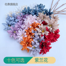 欧式4头紫兰花大爪菊仿真假花 婚礼堂路引地排插花绢花 橱窗摆件