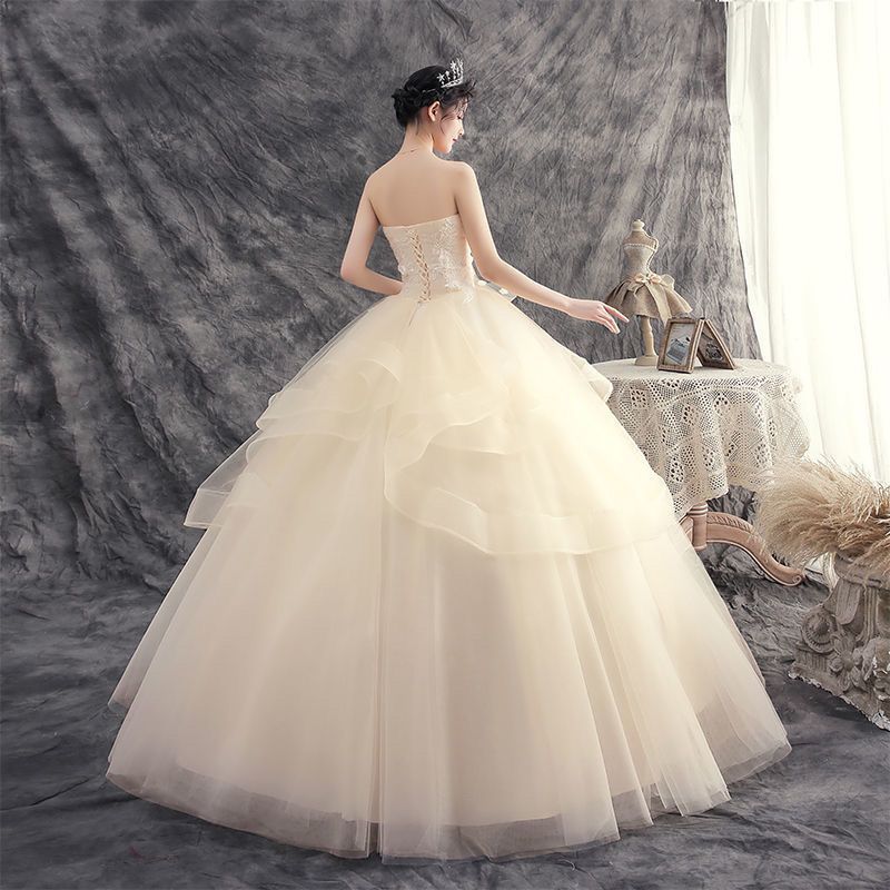 Elegant Simple Wedding Dress For Brides Petite Mori Style Strap_voghion.com