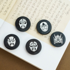 黑木鑲銀片國粹創意京劇川劇臉譜鑰匙扣紫光檀鑲嵌國潮掛件掛飾禮