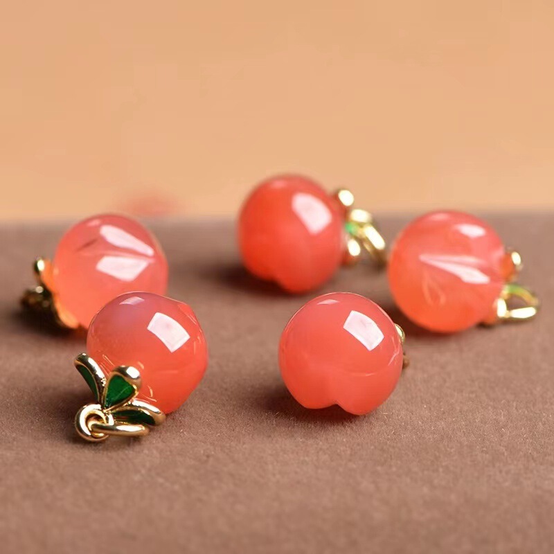 Rongyi Jewelry Natural Salt Source Agate Quality Peach Bracelet Pendant DIY Small Accessories Factory Direct Sales Rongyi Jewelry Natural Salt Source Agate Quality Peach Bracelet Pendant DIY Small Accessories Factory Direct Sales