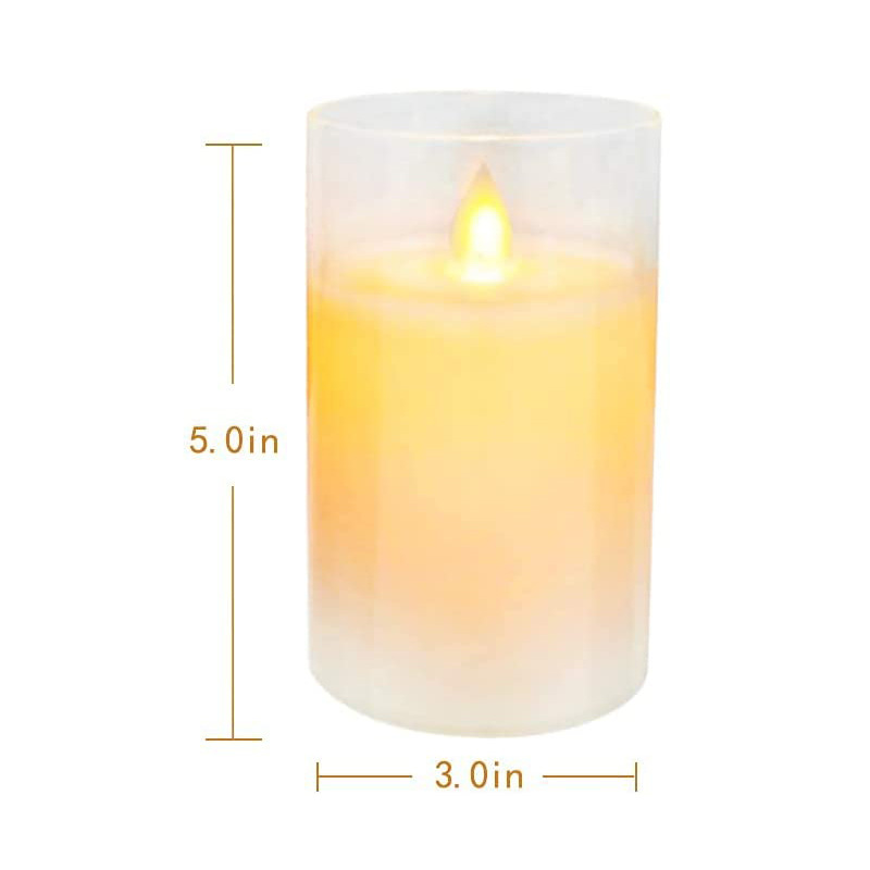 Vela LED oscilante de parafina en vaso de vidrio color té/gris/blanco, luz electrónica navideña, decoración para el hogar, luz de velas para bodas