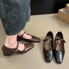 フランスの晩風の気質の通勤の靴の女性の2023新型の秋の韓国版のアンドロメダの太いとメアリーの珍の小さい靴の子