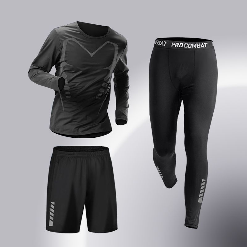 Ropa de fitness para hombres, traje de entrenamiento de baloncesto de alta elasticidad, traje deportivo de secado rápido, traje deportivo de corrida de la mañana, traje deportivo de bicicleta