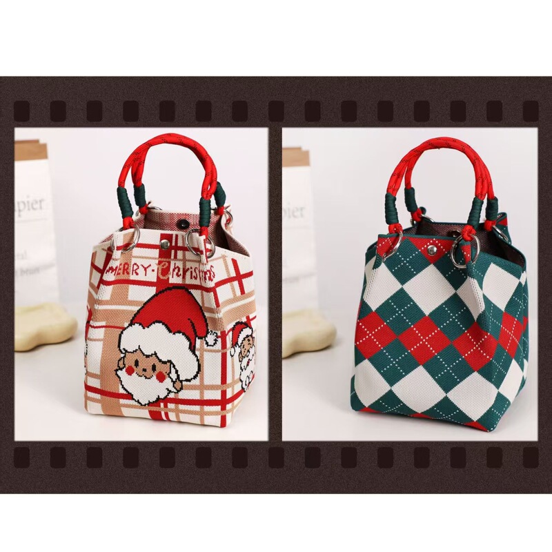 New creative Christmas gift bag, Christmas Eve apple gift bag, knitted handbag