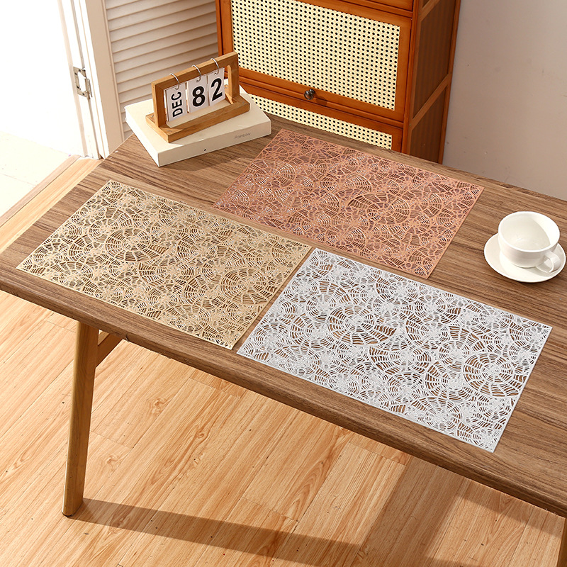 Amazon atmósfera europea mantel rectangular de PVC impreso caracol hueco ligero restaurante de lujo cojín de aislamiento térmico cojín impermeable