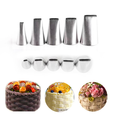 &#39;304不鏽鋼裱花嘴批發 直排扁口編織紋裱花嘴 做蛋糕烘培工具