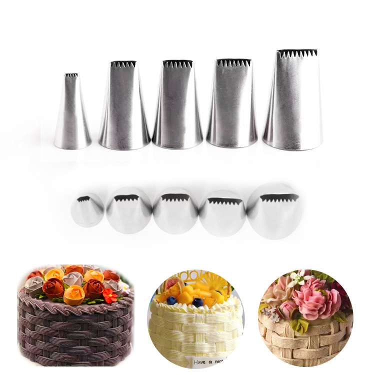 &#39;304不鏽鋼裱花嘴批發 直排扁口編織紋裱花嘴 做蛋糕烘培工具
