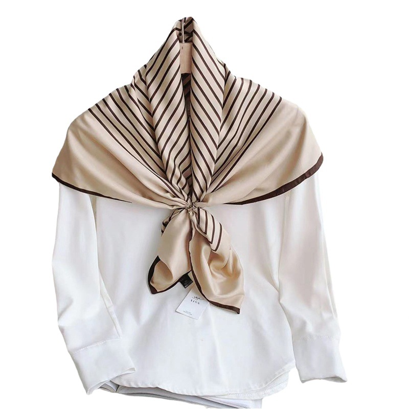 90 × 90 cuadrado bufanda cuadrada grande camisa decorativa a rayas en blanco y negro de alto grado bufanda profesional banda para el cabello bufanda de protección solar