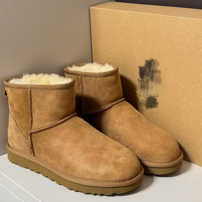 Cross-border Putian genuine leather fleece-lined snow boots for women, new winter low-top short boots, fashionable flat-soled women's shoes, thickened cotton shoes Cross-border Putian genuine leather fleece-lined snow boots for women, new winter low-top short boots, fashionable flat-soled women's shoes, thickened cotton shoes