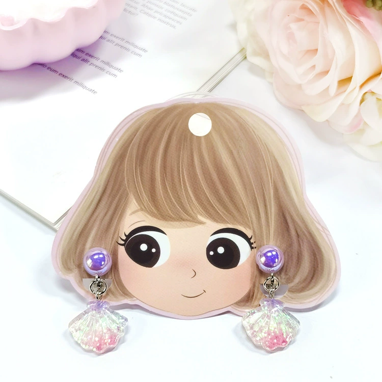 Children's cartoon earrings, ear clips, pendant, no pierced ears, flowered, wholesale