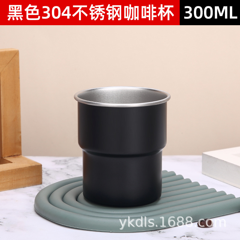 Taza de escalón de una sola capa para exteriores Taza de café de acero inoxidable 304 ins Vaso de cerveza de camping de borde rizado conveniente de alto valor