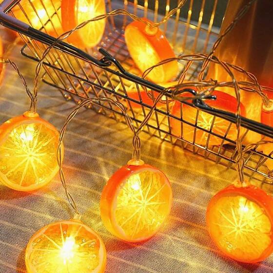 Summer simulation lemon slice light string wholesale holiday party decoration solar stall outdoor decorative lights string