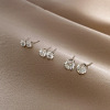 Silver needle, set, zirconium, small sophisticated brand high quality earrings, silver 925 sample, wholesale