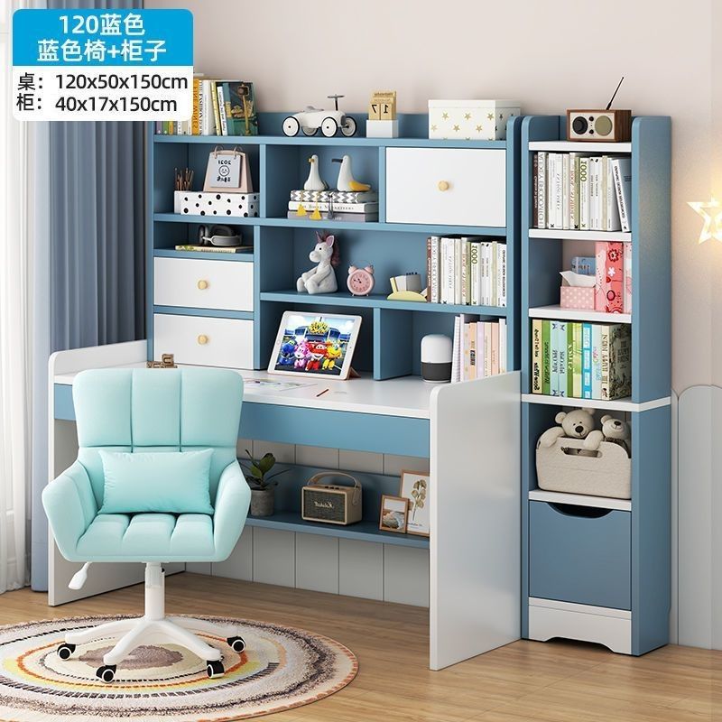 120 파란색 책상 + 책장 + 덮개를 씌운 의자