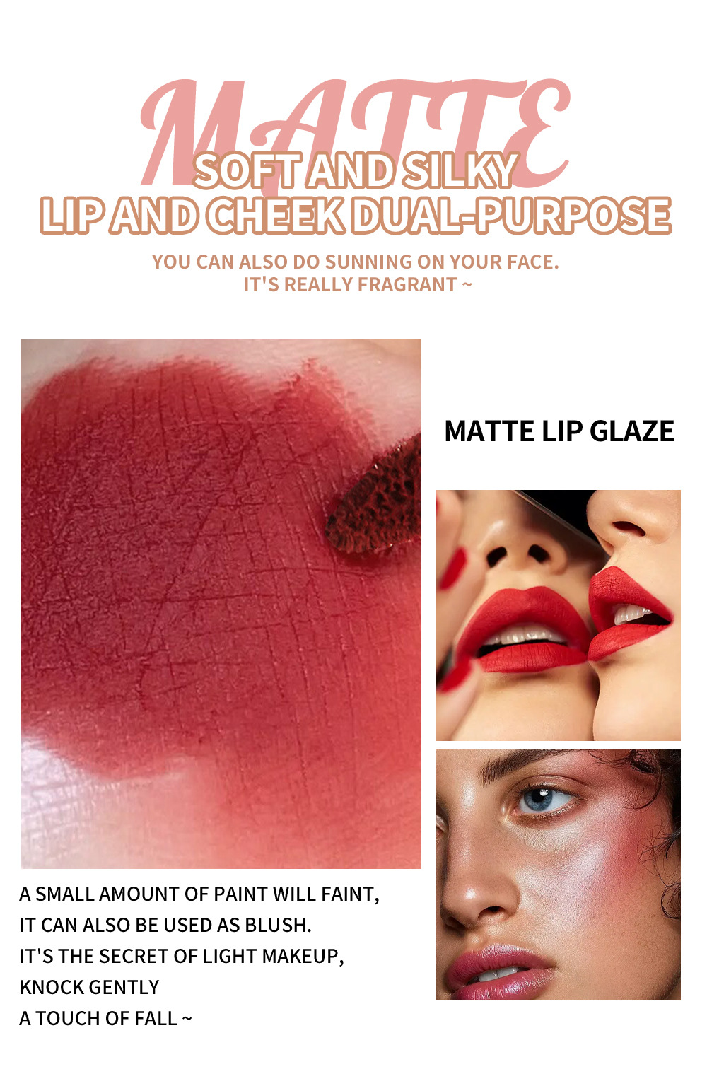 Weihnachts-Make-up verblasst, klebt nicht, Tassennebel, matte Glasur und Wangen-Lippenstift-Lipgloss mit doppeltem Verwendungszweck_voghion.com