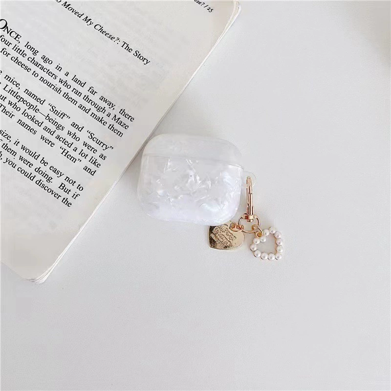Защитный чехол для Apple AirPods — паттерн ракушки с жемчным кулоном, защита от падения (для разных моделей AirPods)