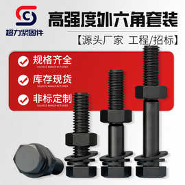 高强度螺丝螺母套装发黑8.8级外六角螺丝高强度六角螺厂家批发