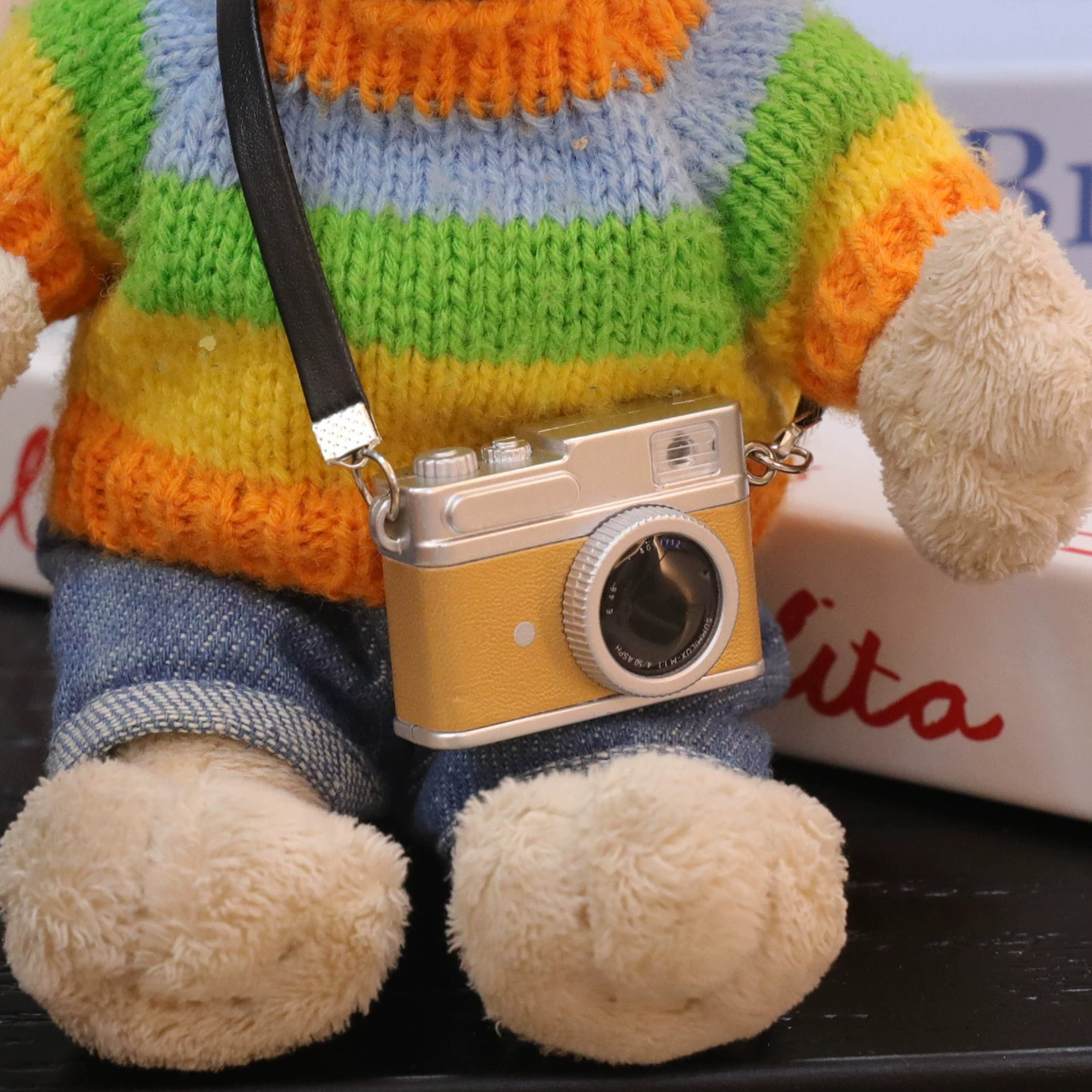 Cotton flashing doll, straps, retro small camera, keychain, makes sounds