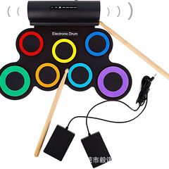 Desktop Portable Colorful Handheld Practice Drum Kit for Beginners Children Electronic Drum Silicone Foldable Jazz Drum