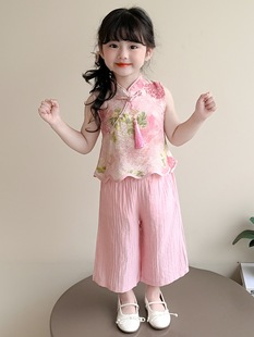 Girls' Sleeveless Suit Summer 2025 New Children's New Chinese Style Vest Two-Piece Set Ancient Style Baby Super Nice Han Dynasty