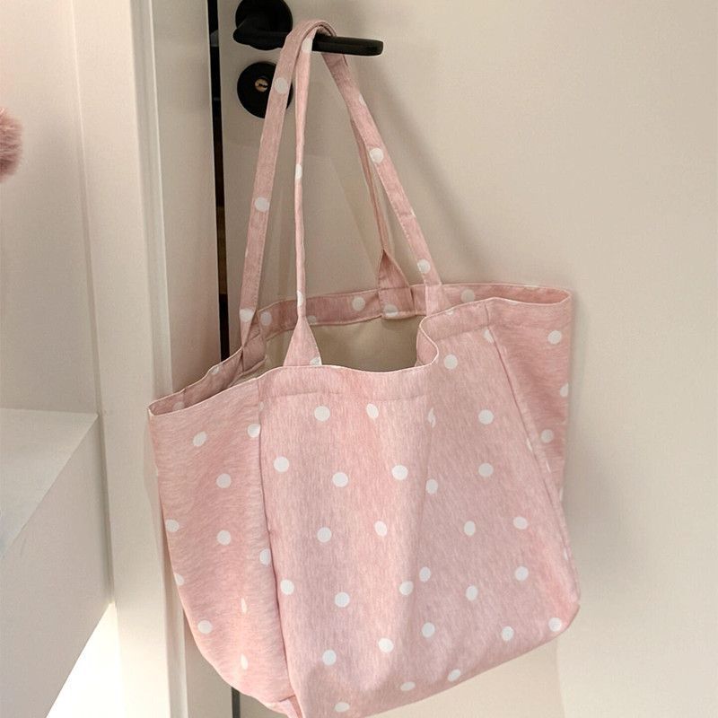 2026 New Polka Dot Cute Girl Canvas Handbag Trendy Versatile Underarm Bag Fashionable Shoulder Bag Tote Bag 2026 New Polka Dot Cute Girl Canvas Handbag Trendy Versatile Underarm Bag Fashionable Shoulder Bag Tote Bag