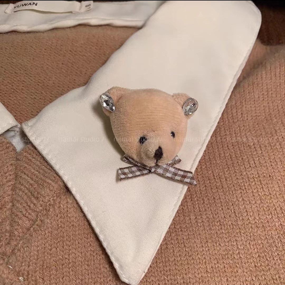 ¡Pequeño oso broche de conejito! Lindo de la felpa arco amor rhinestone pin bolsa Accesorios