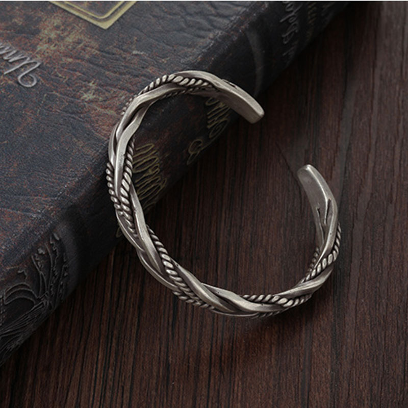 12g Weight No Inlaid Inlay Material Copper Material Geometric Pattern Unisex Gender Simple Style Style Fashion 925 Sterling Silver Woven Twist Open Adjustable Bracelet 5