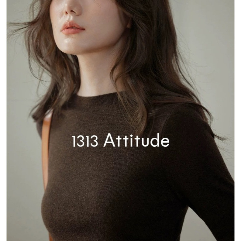 [Ready Stock] 1313 Maillard Pleated Waist Slimming Look Wool Bottoming Shirt Women's Short Lazy Skin-Friendly Small Sweater