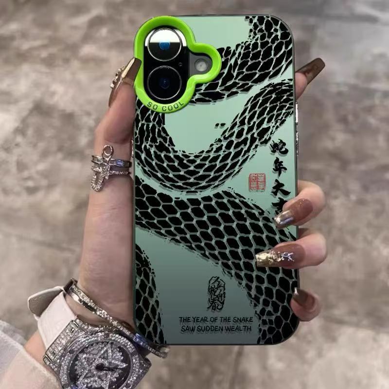 El nuevo año de la serpiente es adecuado para la carcasa del teléfono móvil iphone16 Apple 15promax/14 anti-caída 13pro12 Guofeng
