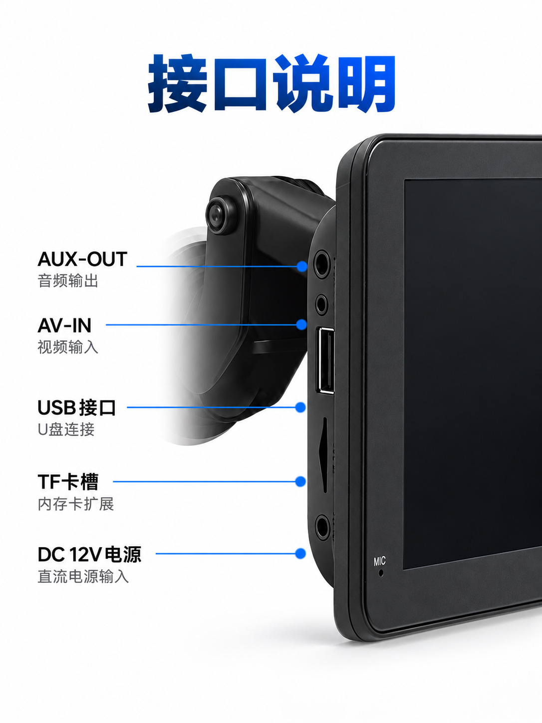7inch Portable Car MP5 Wireless CarPlay Android Auto Rearview Camera Central Control Screen