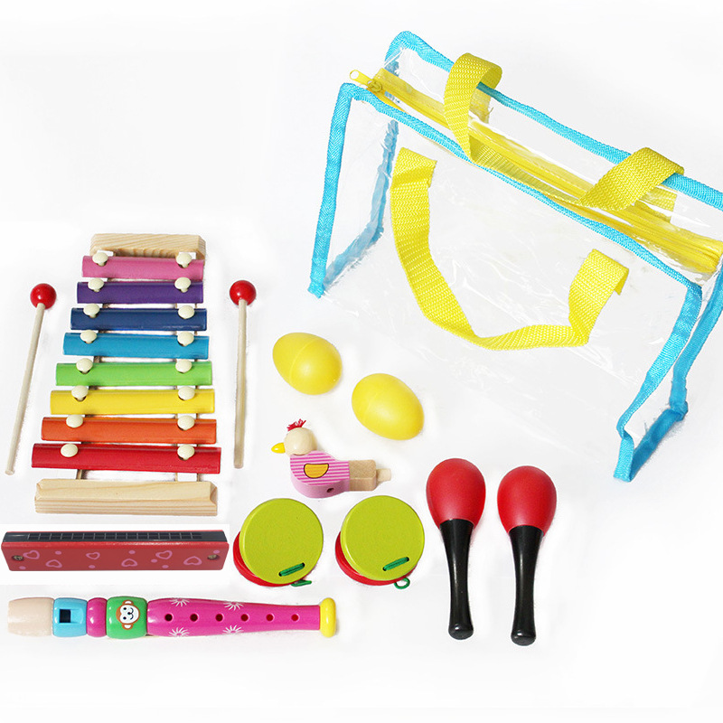 Orff traje de instrumento de percusión infantil martillo de arena armónica tablero de sonido piano de ocho tonos de siete piezas de juego combinación de traje de material didáctico