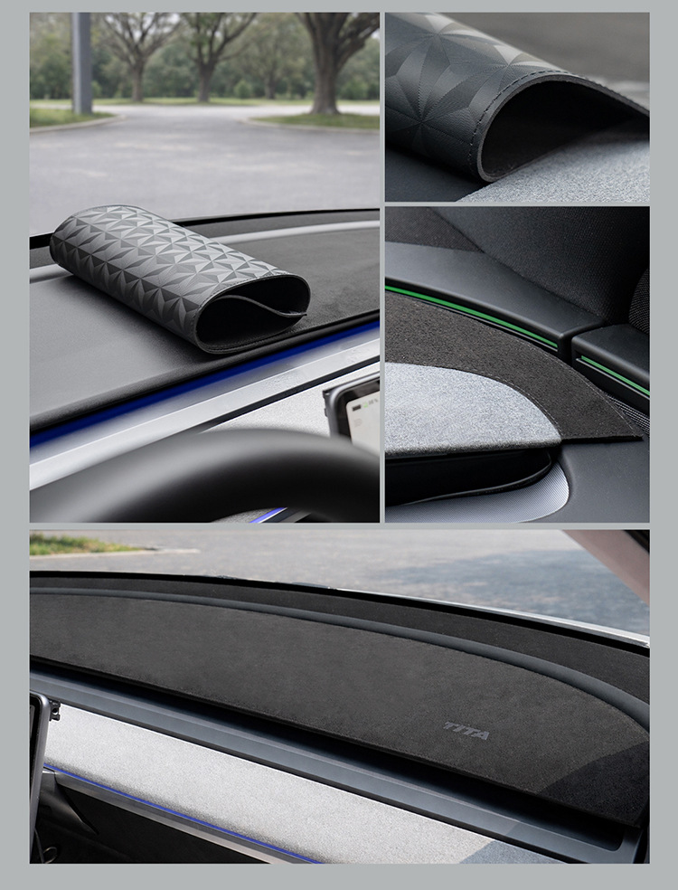 TITA Tesla dashboard sunshade mat is suitable for the new Model Y/3, a car interior suede center console sun protection mat